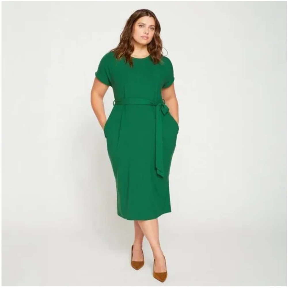 NWT Universal Standard Belted Divine Jersey Dress in Irish Green | S (14 - 16)